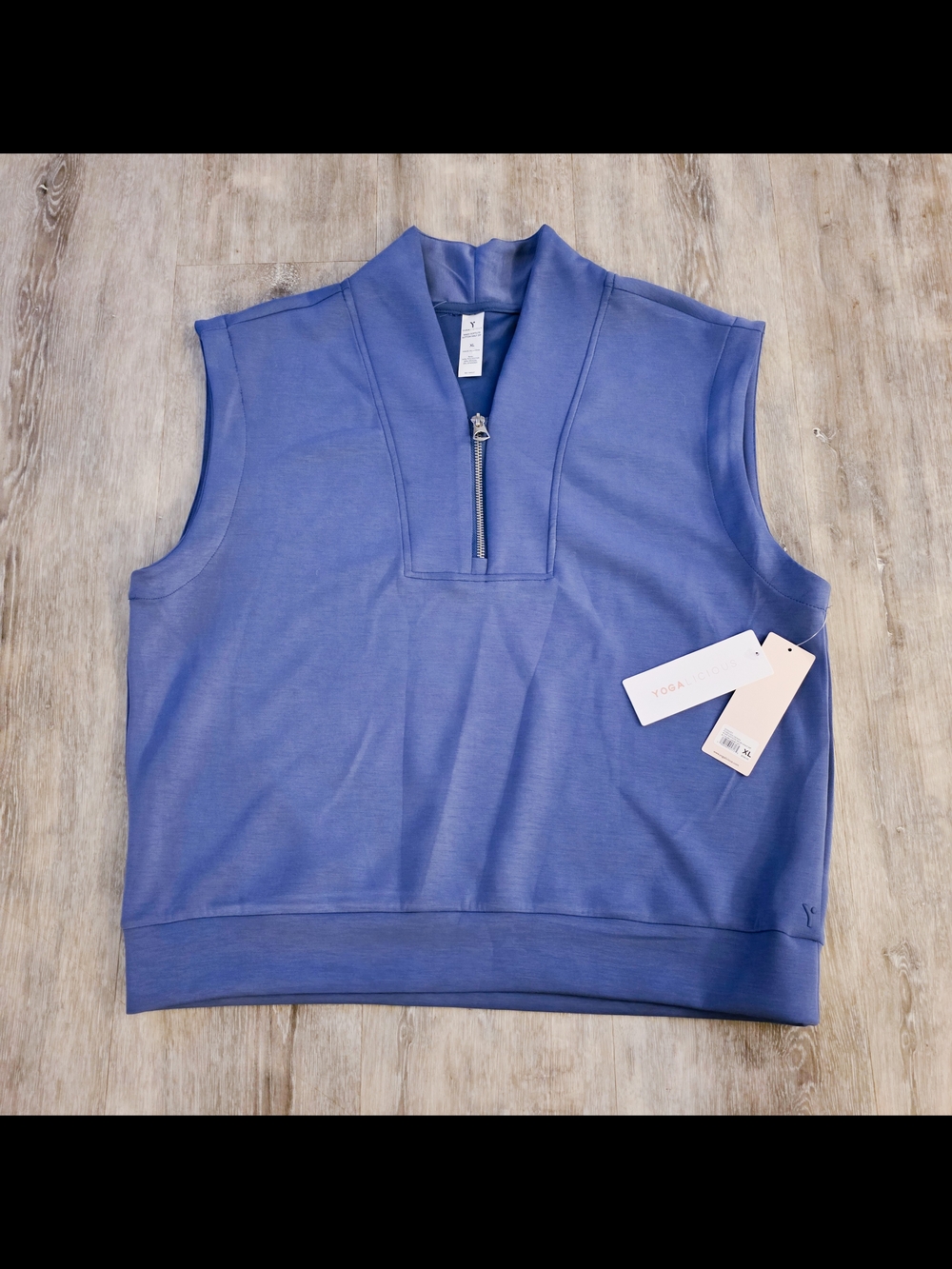 Yogalicious Softlite Sutton Half Zip Sleeveless Pullover Blue XL NWT